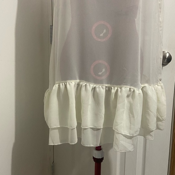 Simply Couture women beige sheer sleeveless two frill hemline top. Size 1XL. NWT - Picture 5 of 8